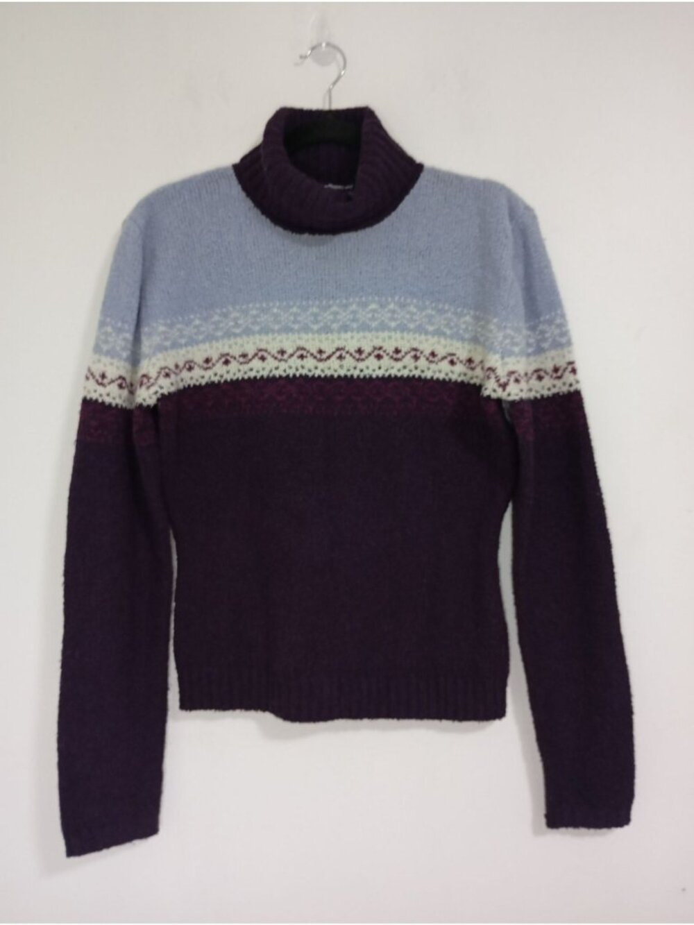 Always Evolution Not Revolution Fair Isle Knit Turtleneck Sweater M Wool Blend